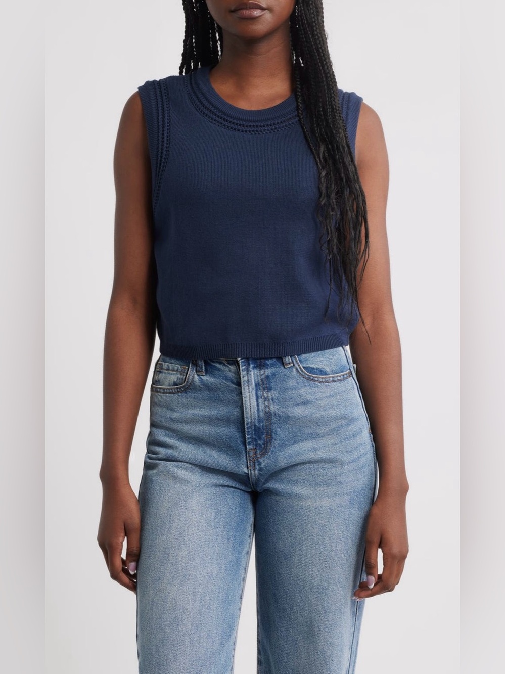 Cleobella Jade Open Stitch 
Sweater Tank in Midnight Blue